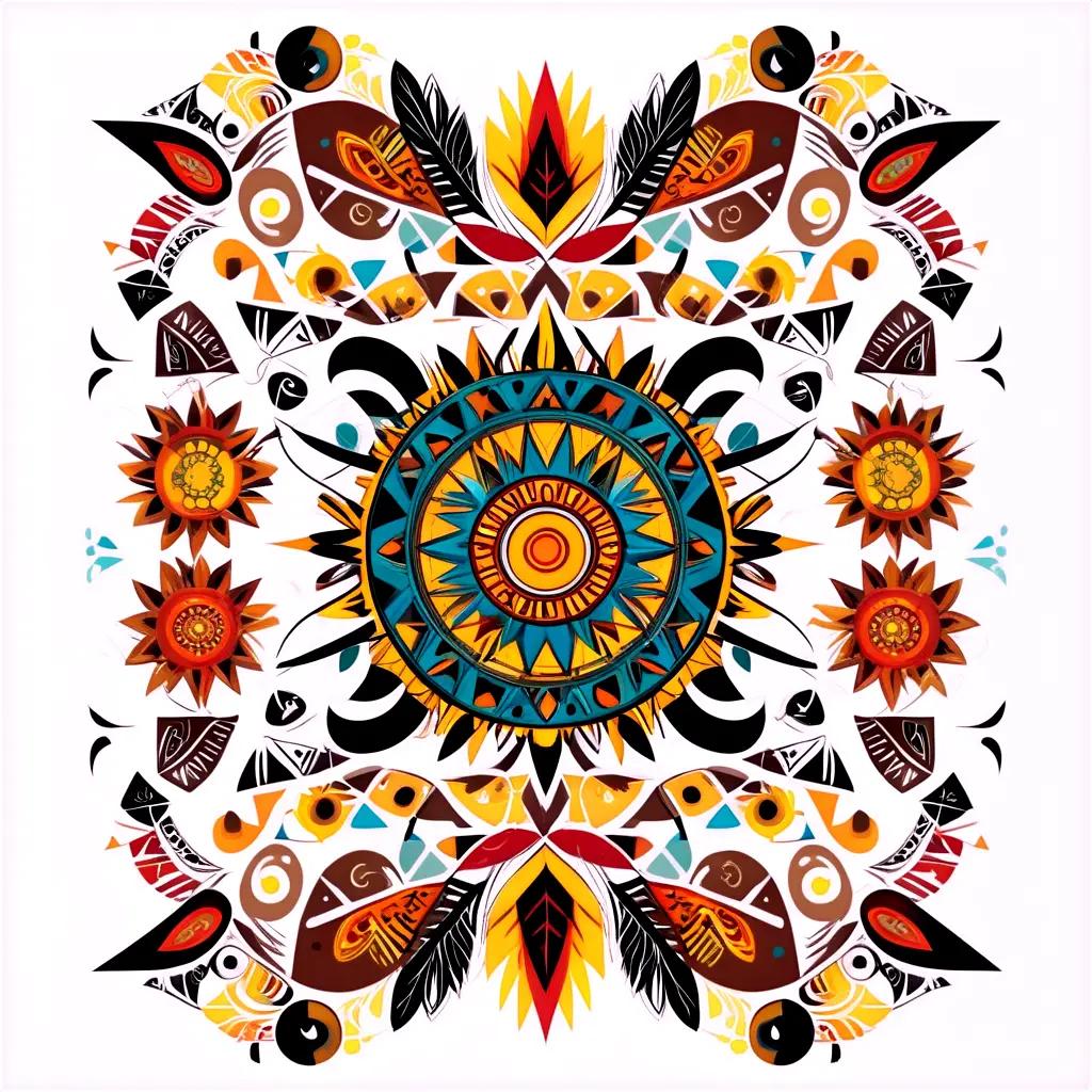 tribal design with many colorful elements