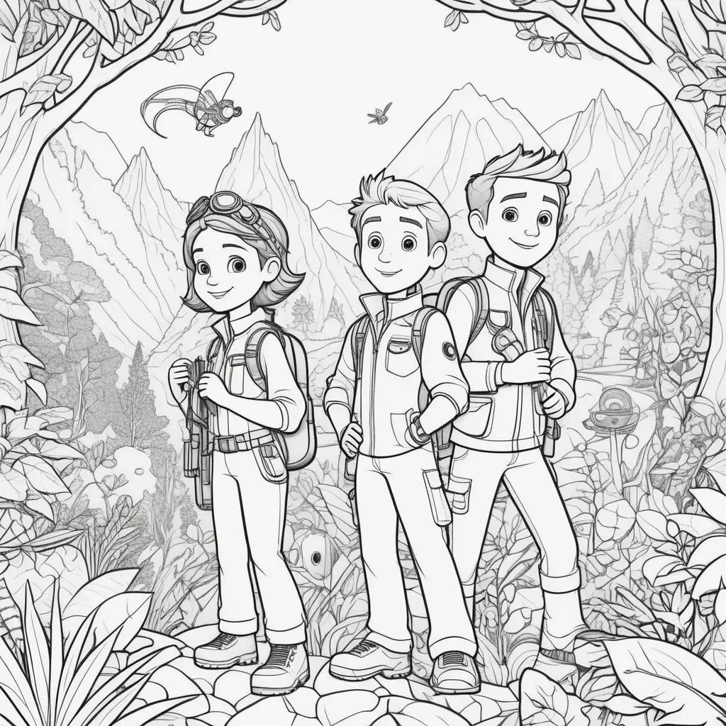 trio of kids coloring pages featuring wild kratts