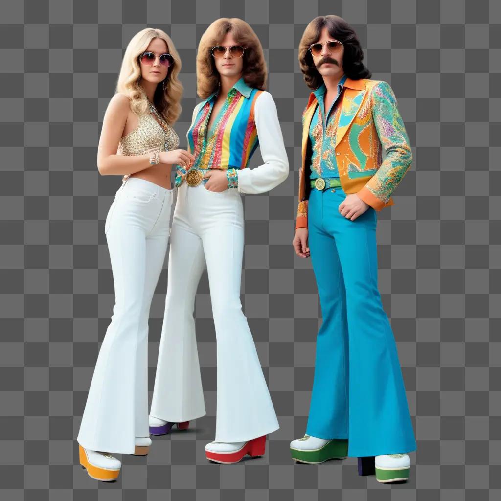 trio posing in 70s style