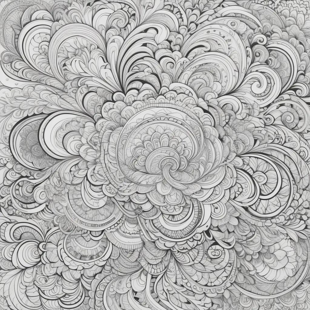 trippy coloring page with a black and white design