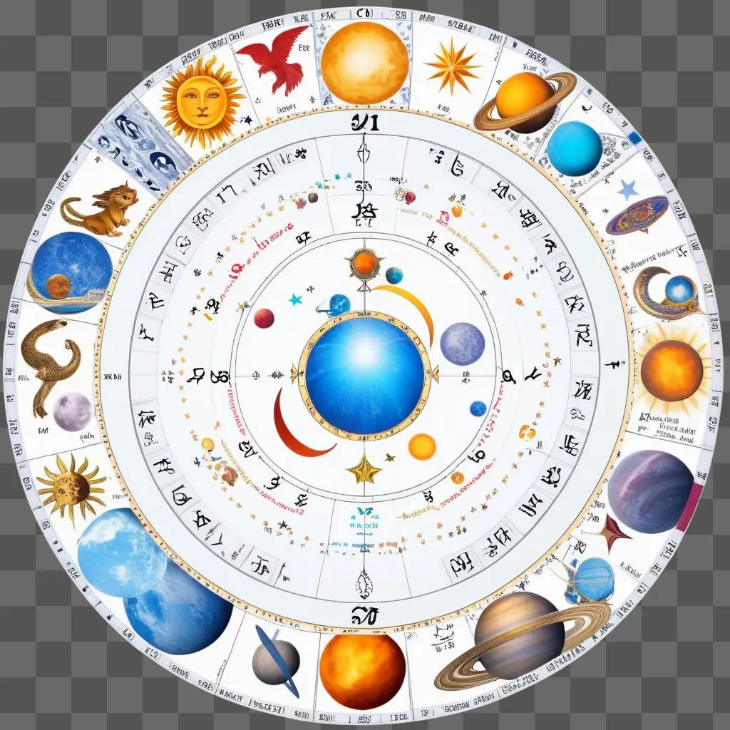 trological chart of the zodiac planets