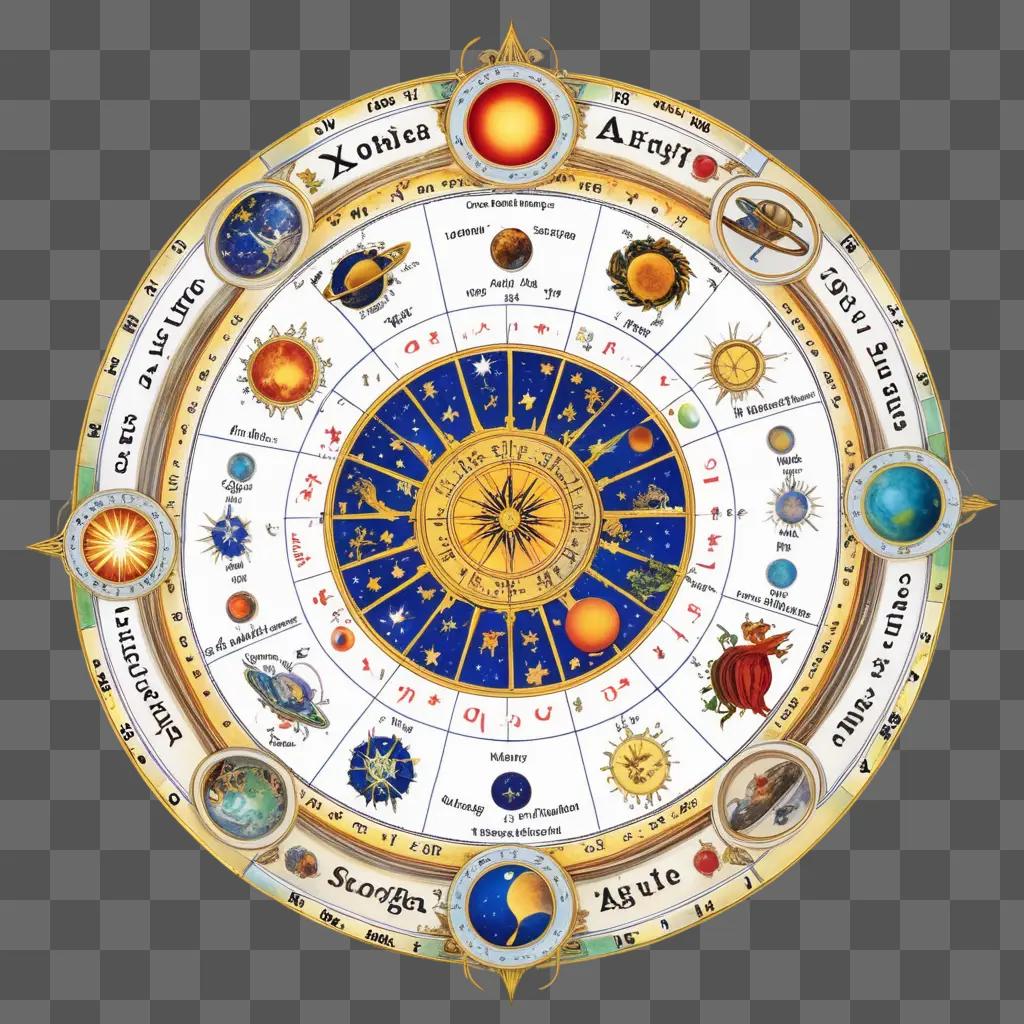 trological wheel with planets and signs