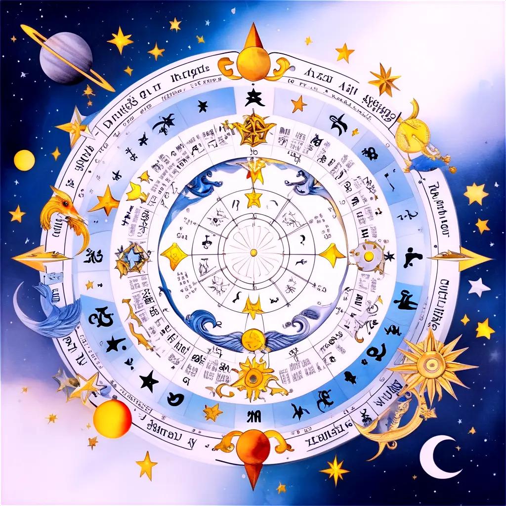 trology chart with sun, moon and planets