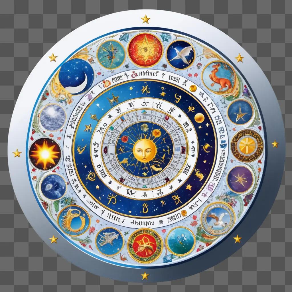 trology chart with sun and moon in the center