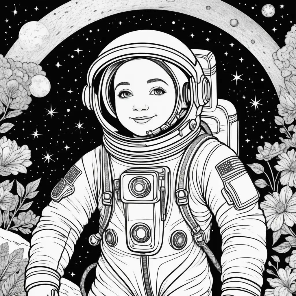 tronaut Coloring Page in Black and White