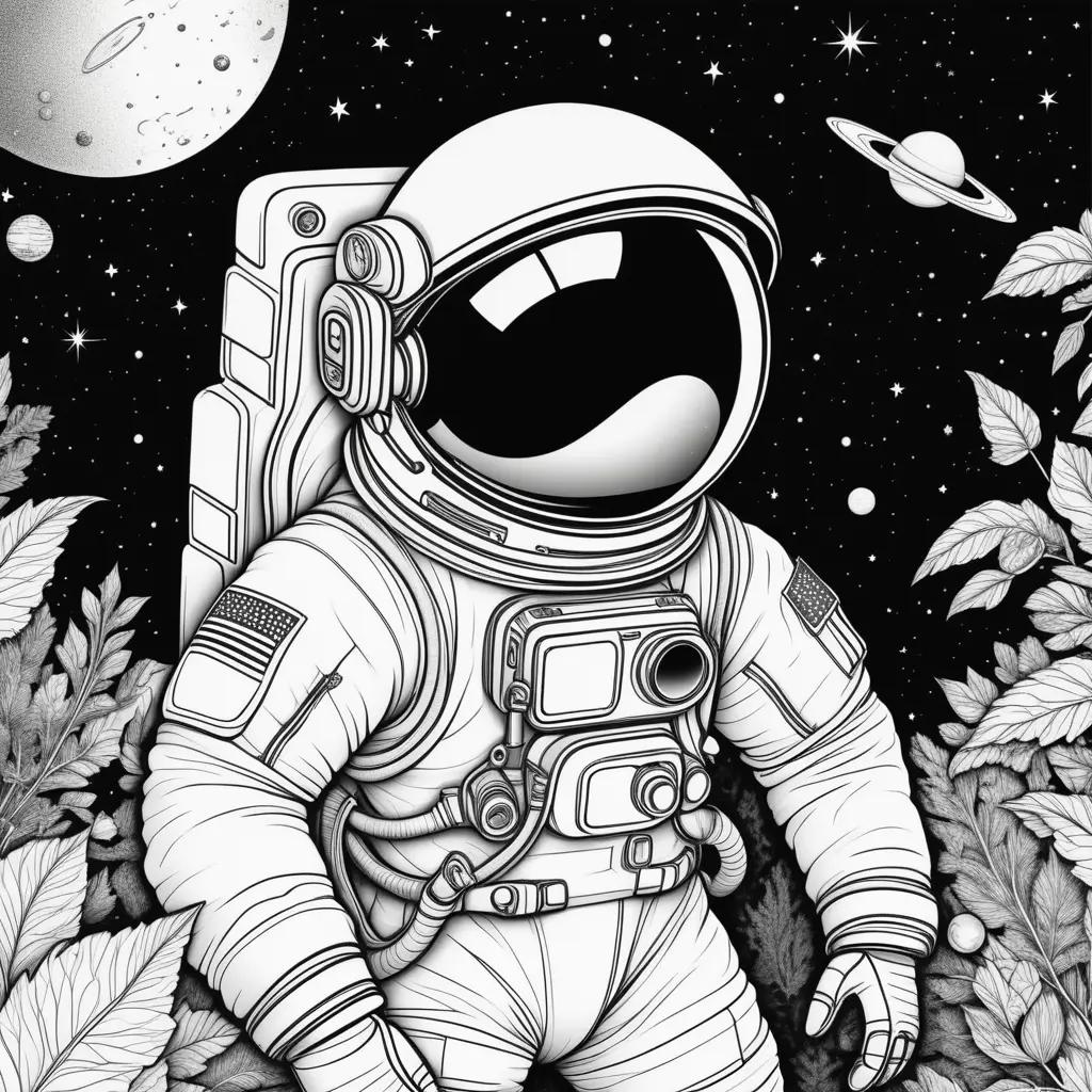 tronaut coloring pages featuring a space suit with a starry background