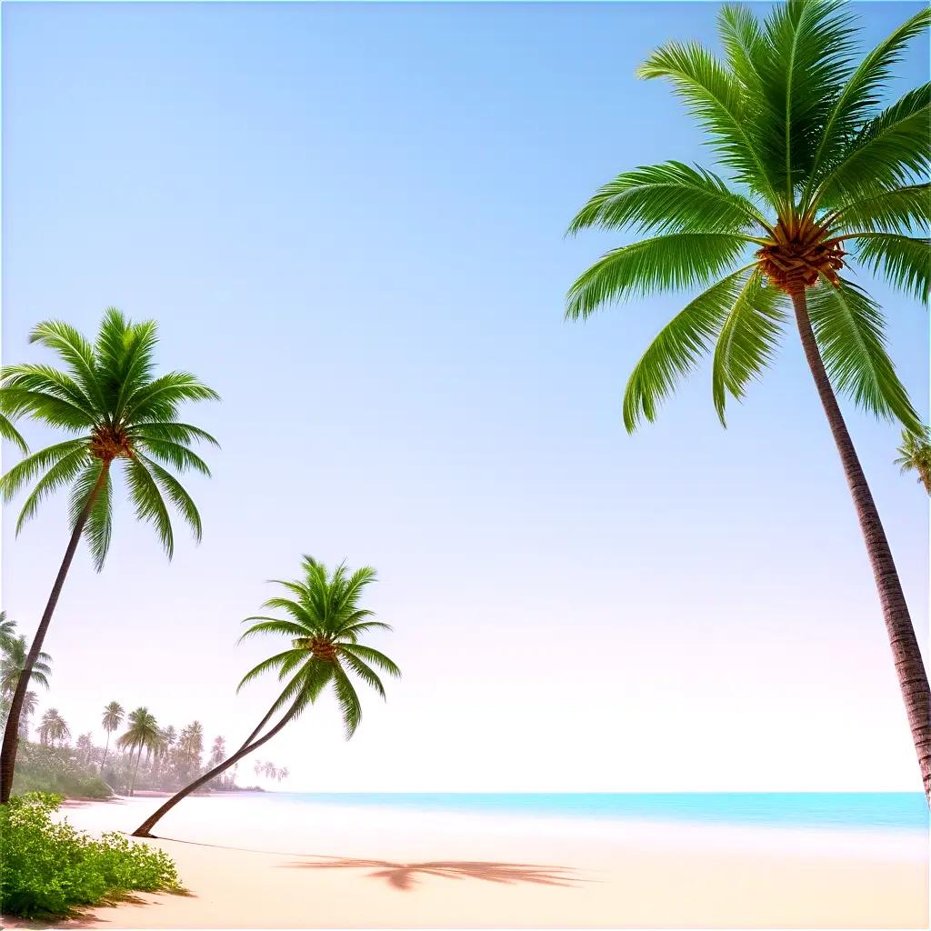 ヤシの木と海のある熱帯のビーチシーン