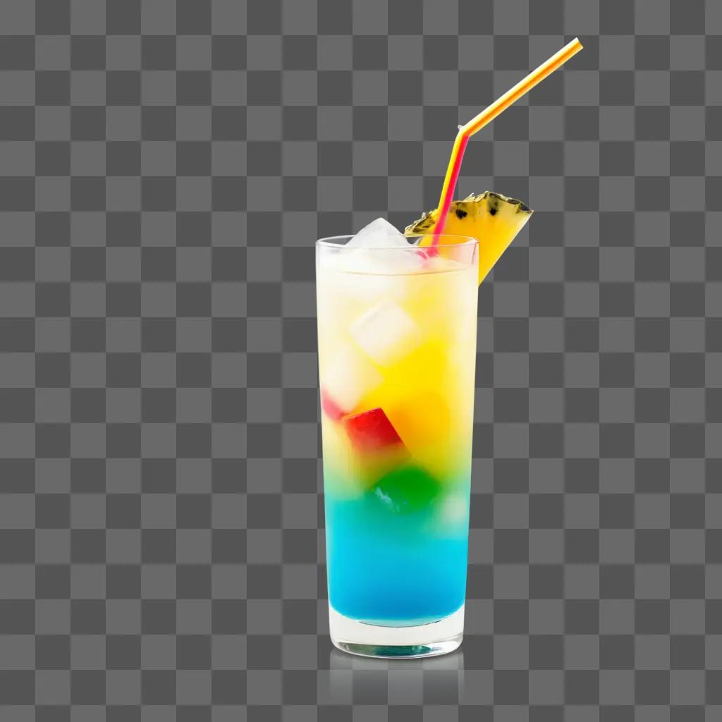 tropical drink in a glass with a pineapple slice