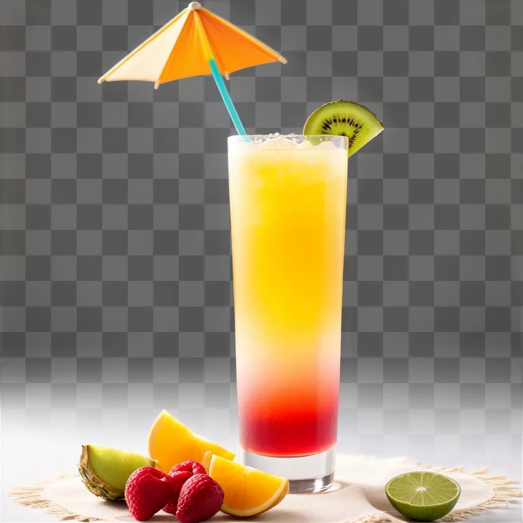 tropical drink with an umbrella on the table