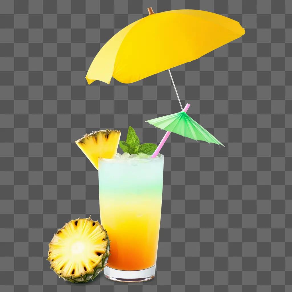 tropical drink with pineapple and umbrella