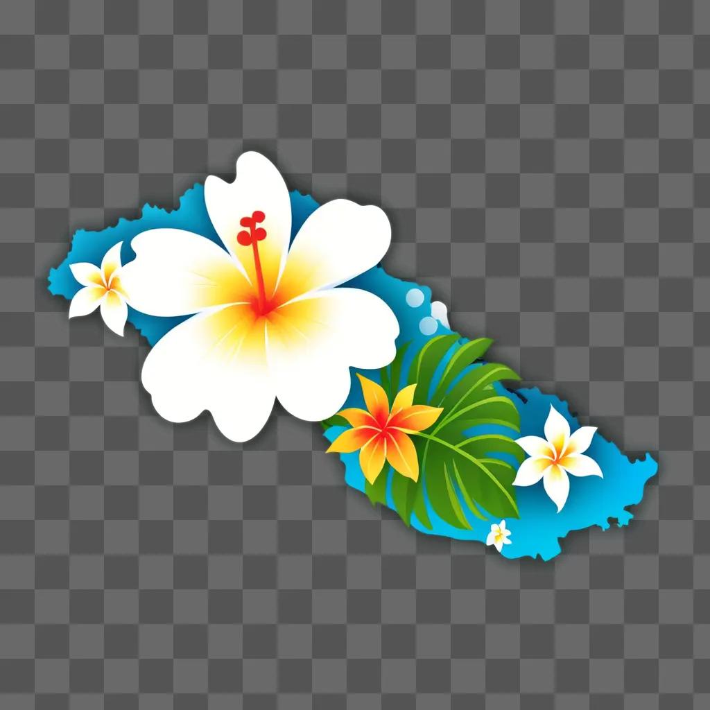 tropical flower design on a blue background