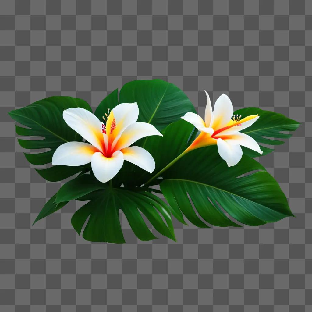 tropical flower with a green background and leaves