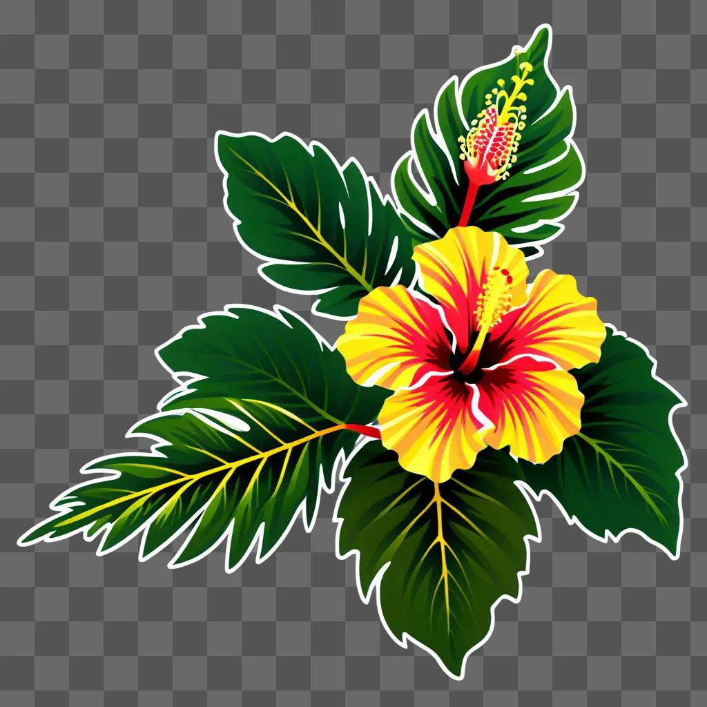 tropical hibiscus flower in a green background