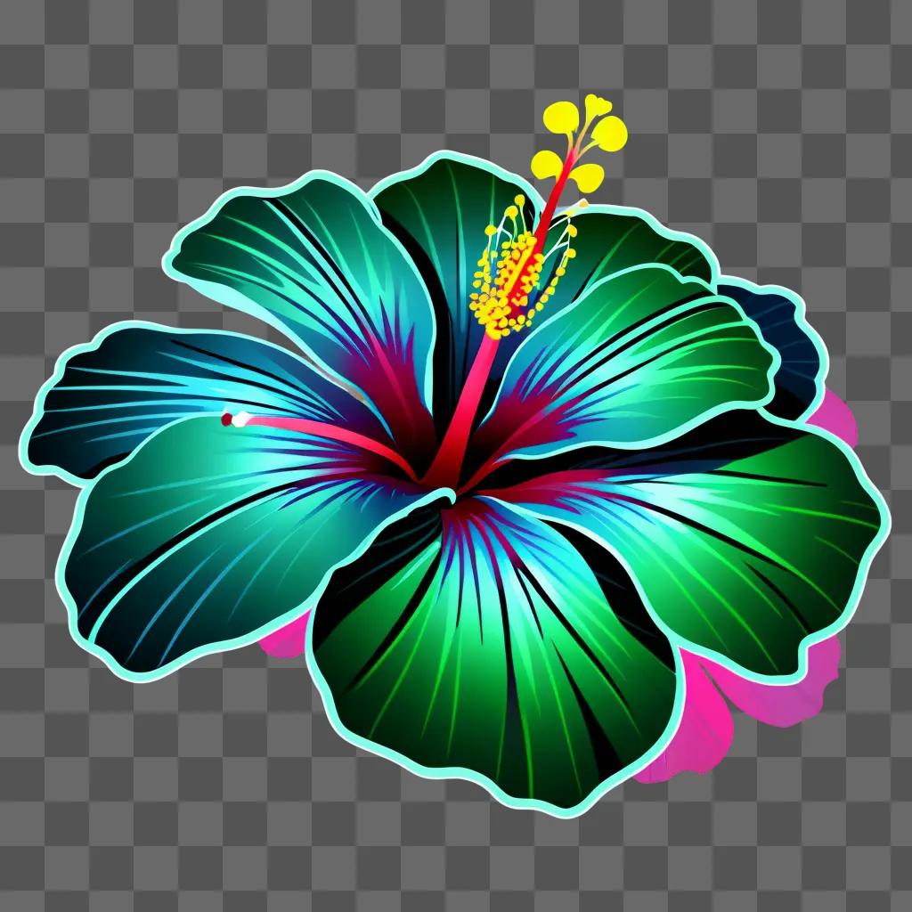 tropical hibiscus in neon hues