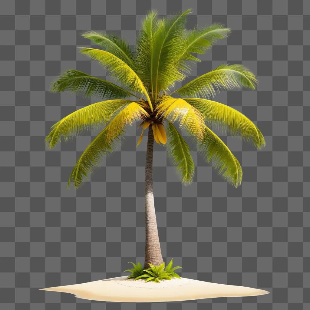 tropical island paradise with a coconut tree