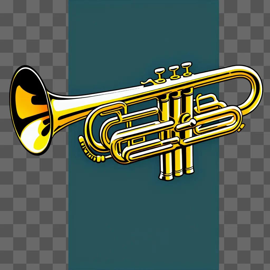 trumpet clipart sits on a blue background