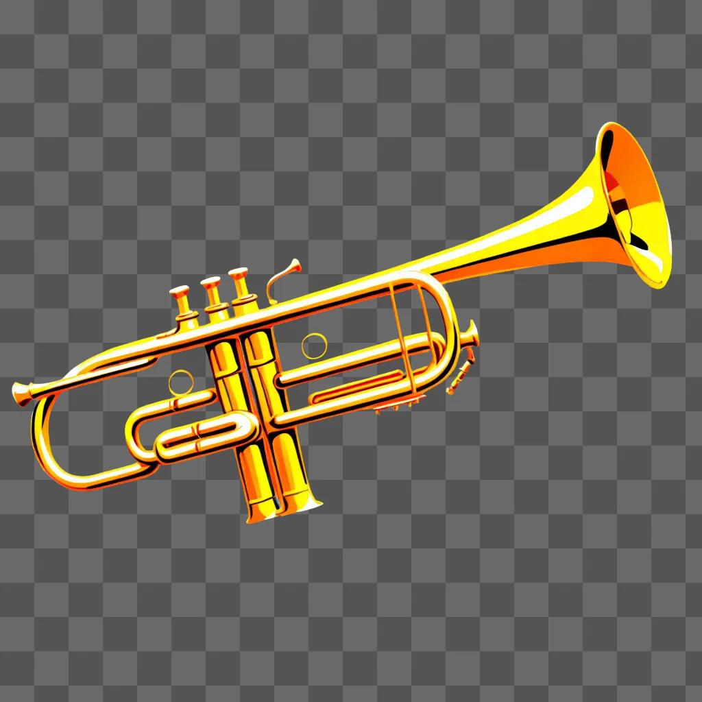 trumpet in a yellow glow on a yellow background