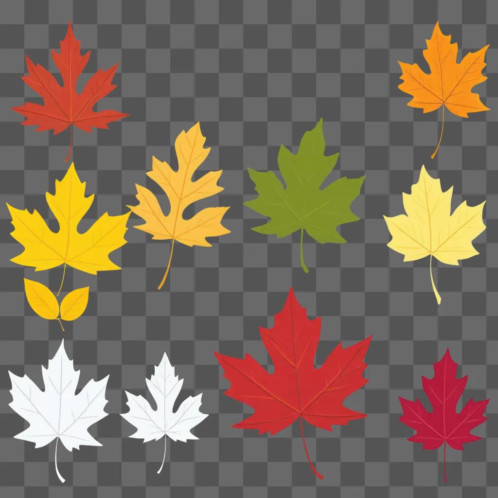 tumn leaves in various colors on a blurred background