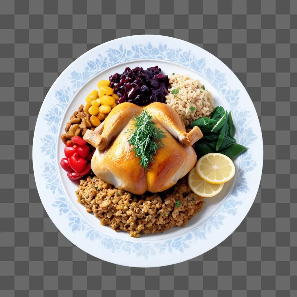 turkey meal on a plate with rice and vegetables