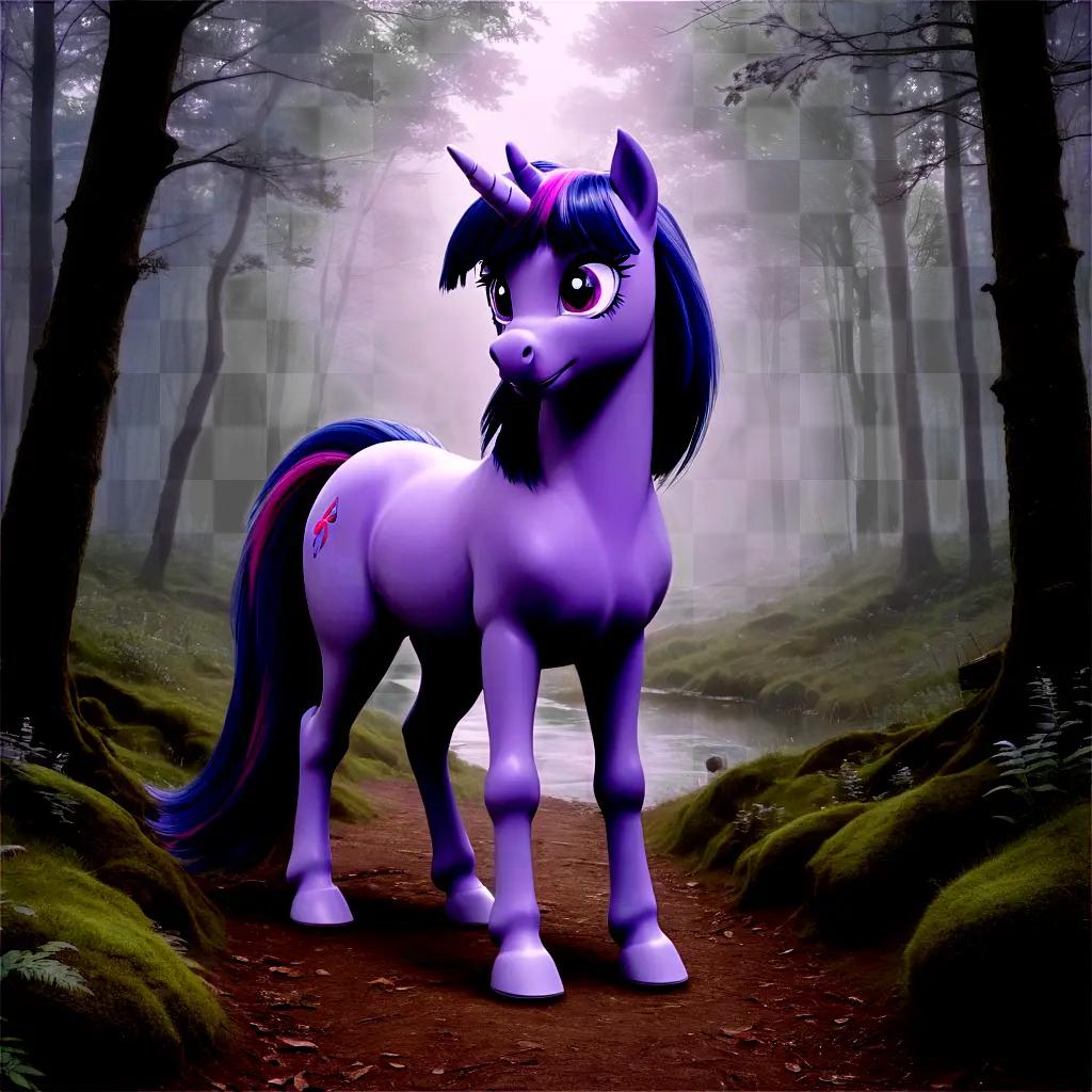 twilight sparkle A purple pony stands in a forest