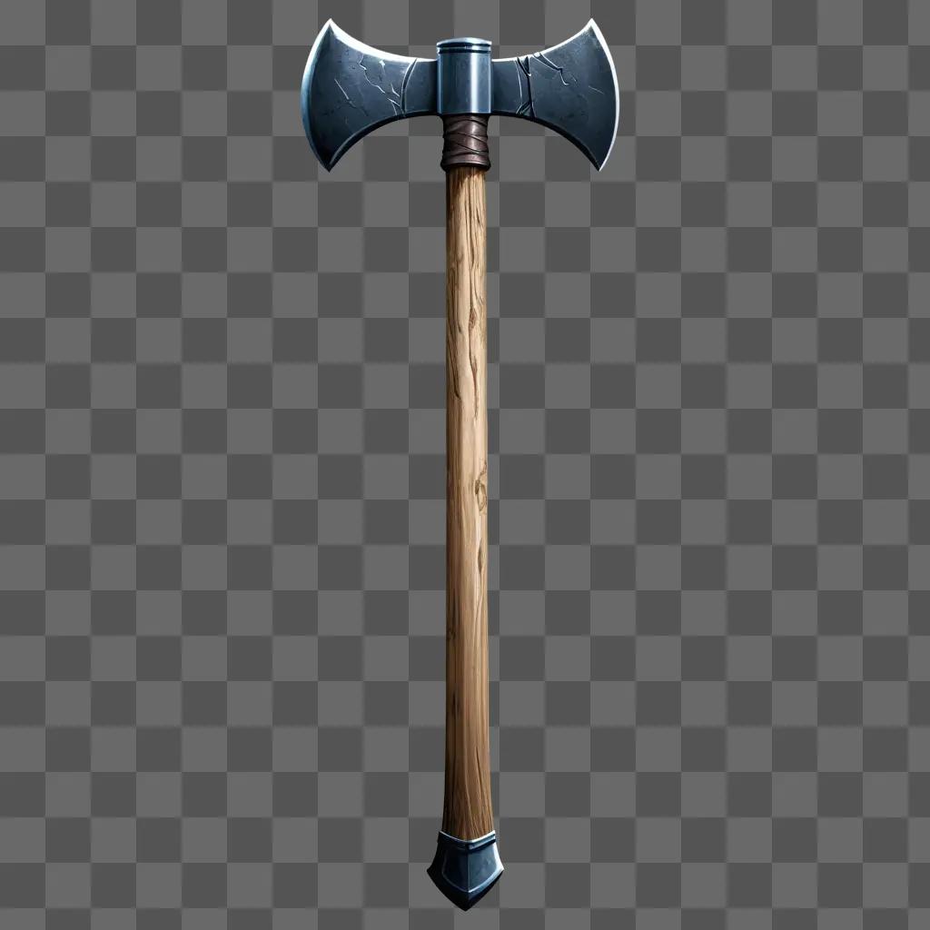 two-handled pick axe on a gray background