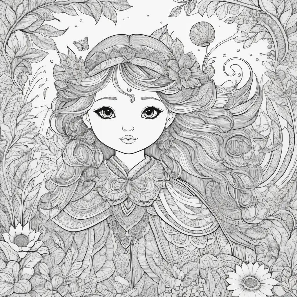 ult Coloring Book: Cute Fairy Coloring Page with Flowers