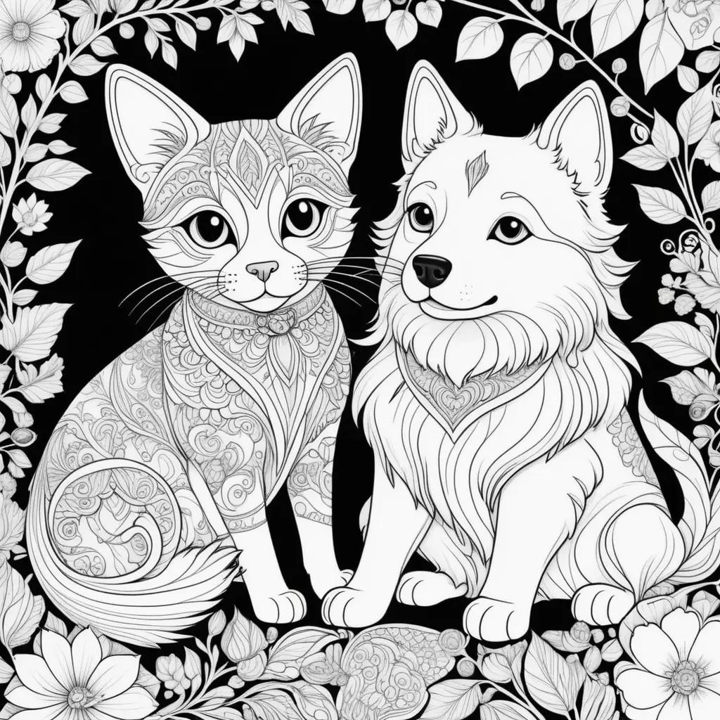 ult ぬりえ: 黒と白の猫と犬
