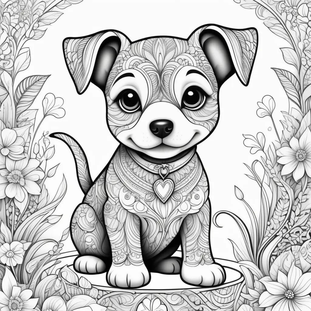 ult Coloring Page of a Puppy with a Heart