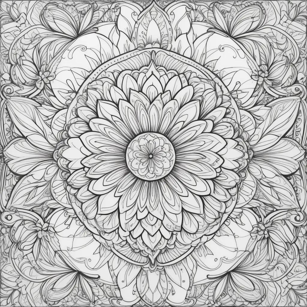 ult ぬりえ - 黒と白の花