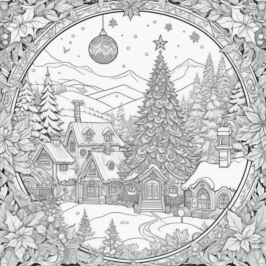 ult Coloring Pages: Christmas Houses in a Circle