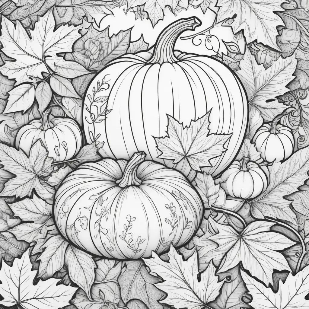 ult Coloring Pages: Pumpkins and Leaves