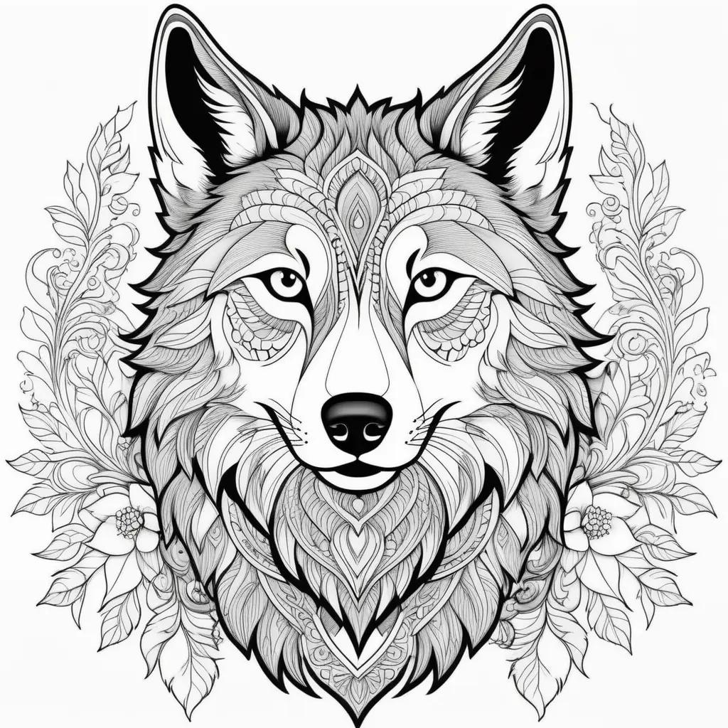 ult Coloring Pages: Wolf with a Mandala Background