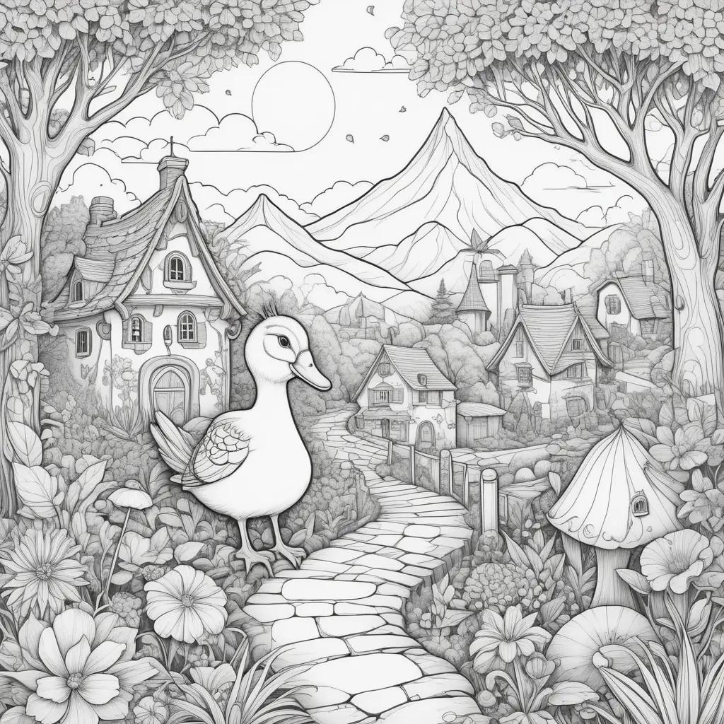 ult coloring pages with a duck in a forest