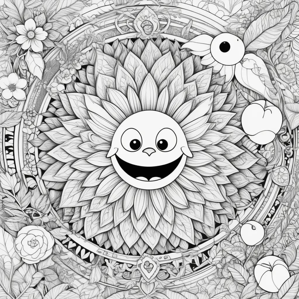 ult coloring pages with smiling face and fruits