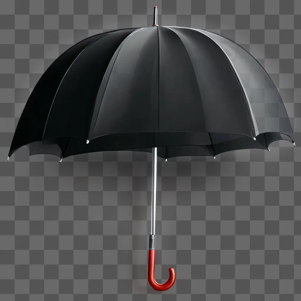 umbrella clipart A black umbrella with a red handle