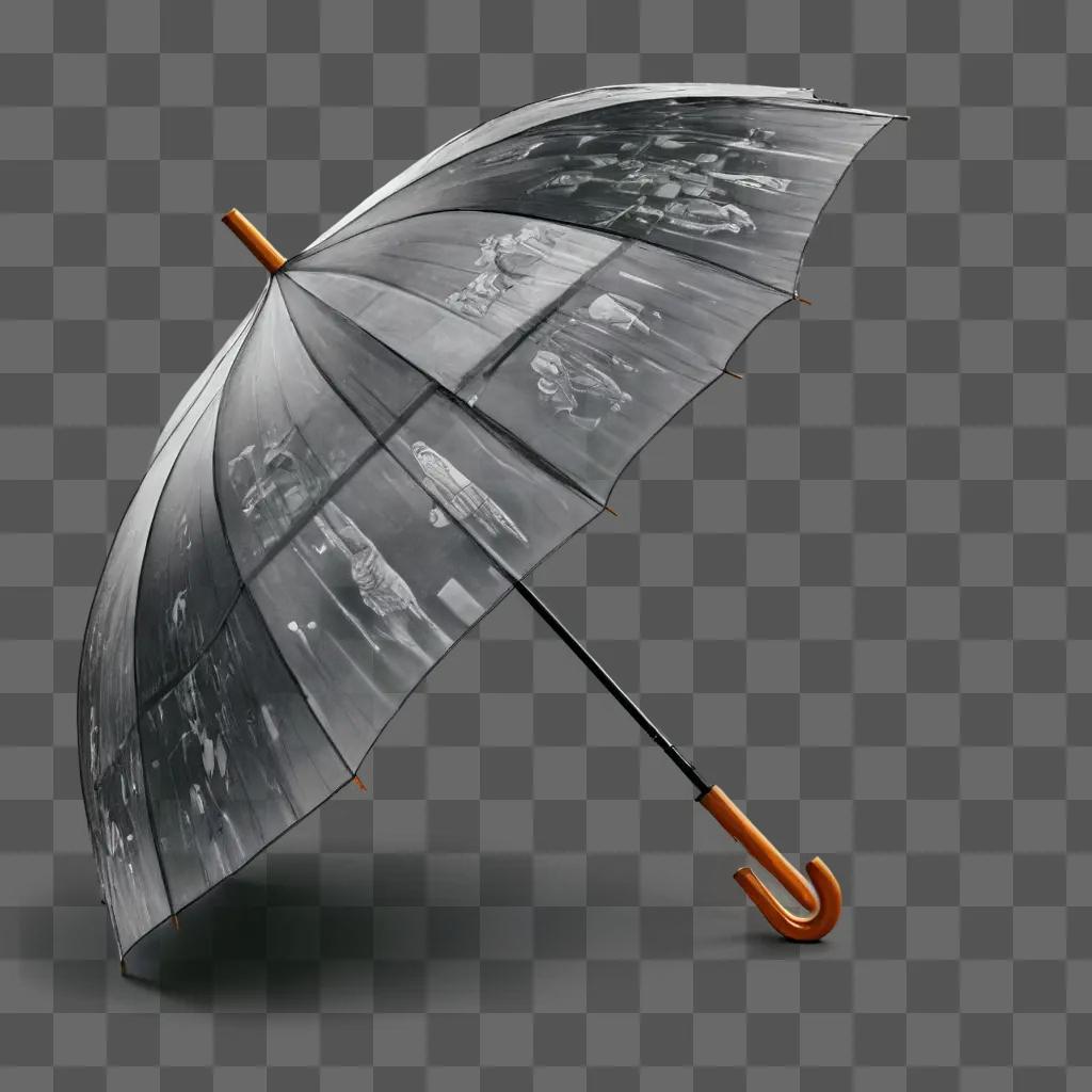 umbrella drawing Umbrella with black and white images on it