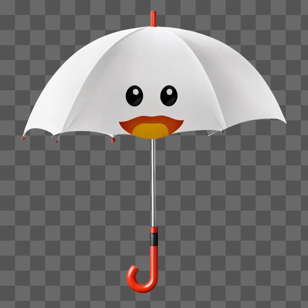 umbrella emoji A white umbrella with a cartoon face hanging from a hook