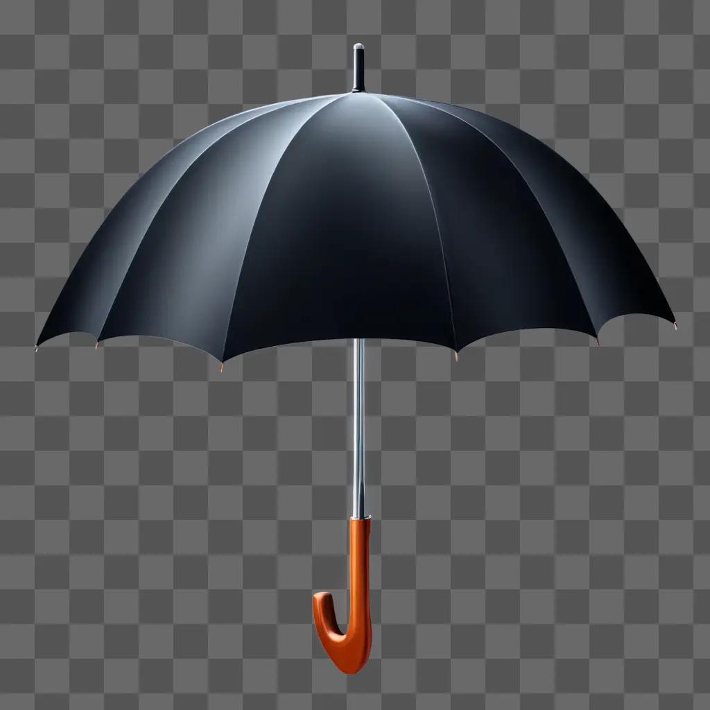 umbrella emoji Black umbrella with orange handle lit up in the dark