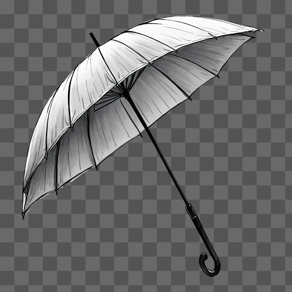 umbrella sketch A black and white umbrella against a gray background