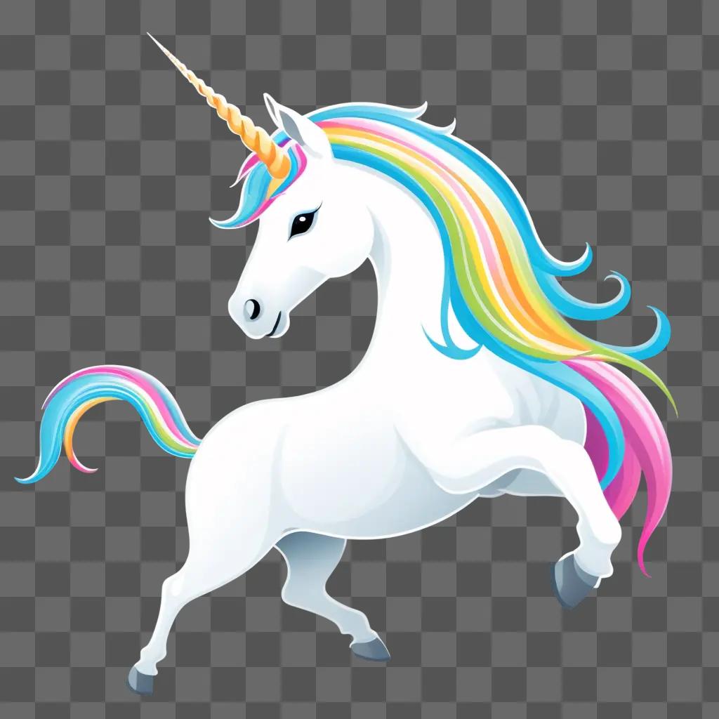 unicorn with rainbow mane and tail