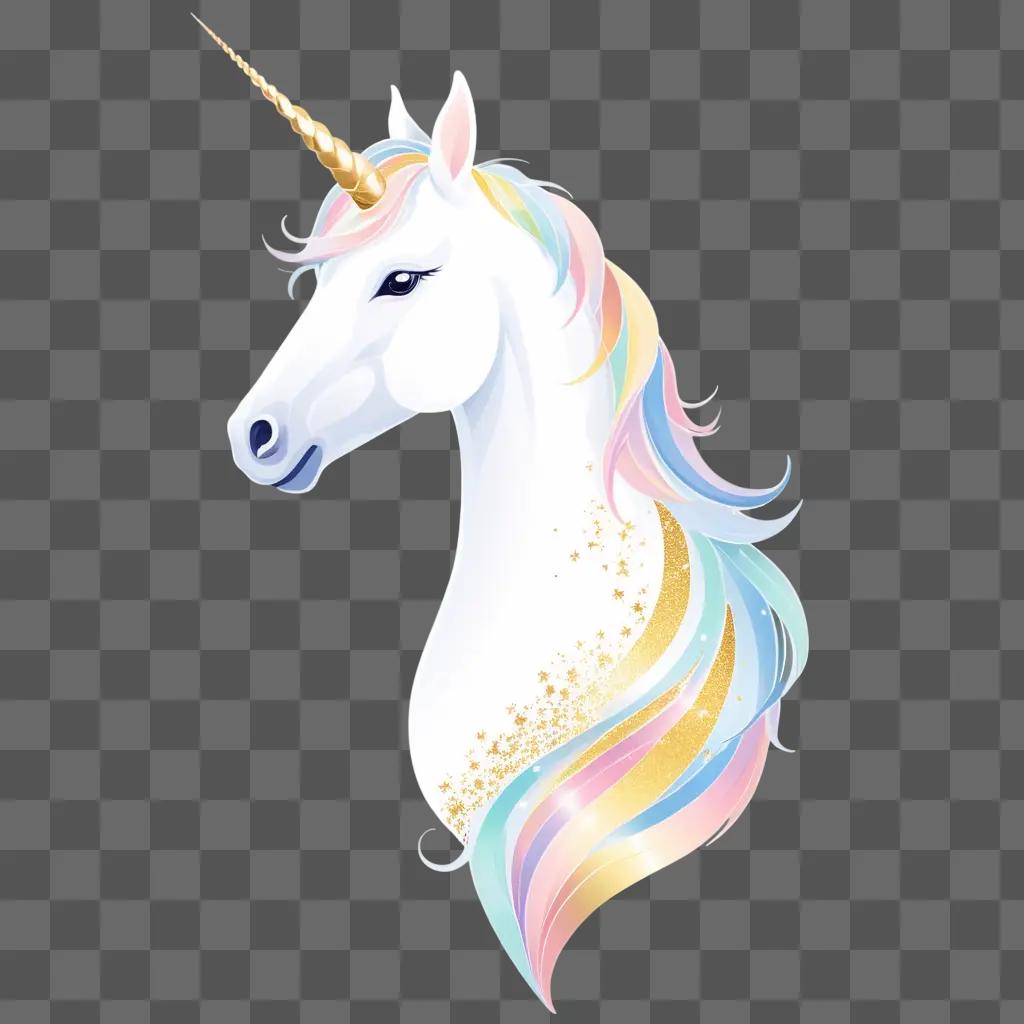 unicorns horn sparkles with gold and rainbow colors