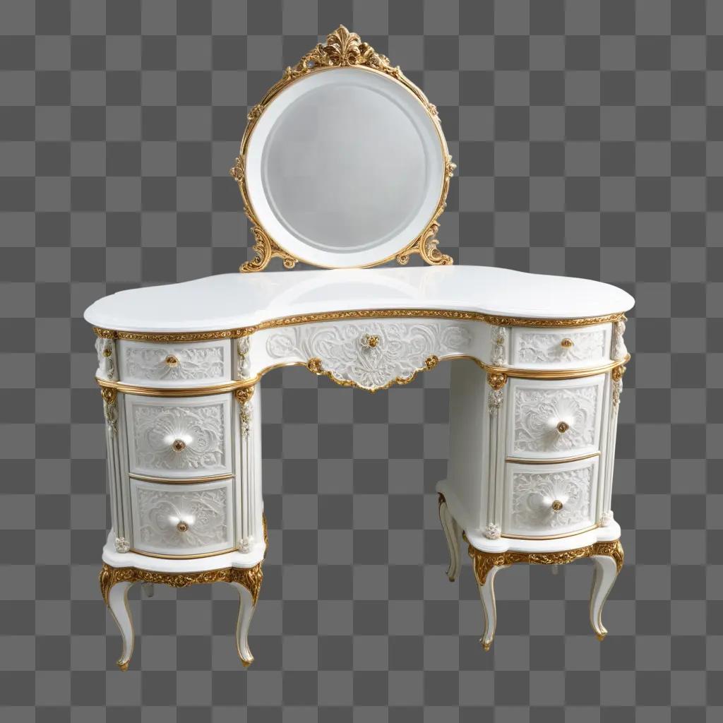 vanity with a mirror and drawers