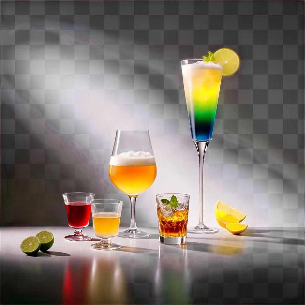 variety of alcoholic drinks on a table