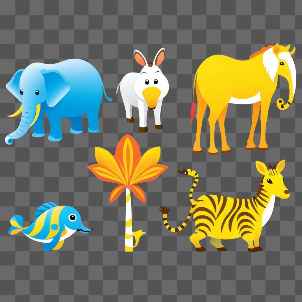 variety of animal clipart displayed on a background