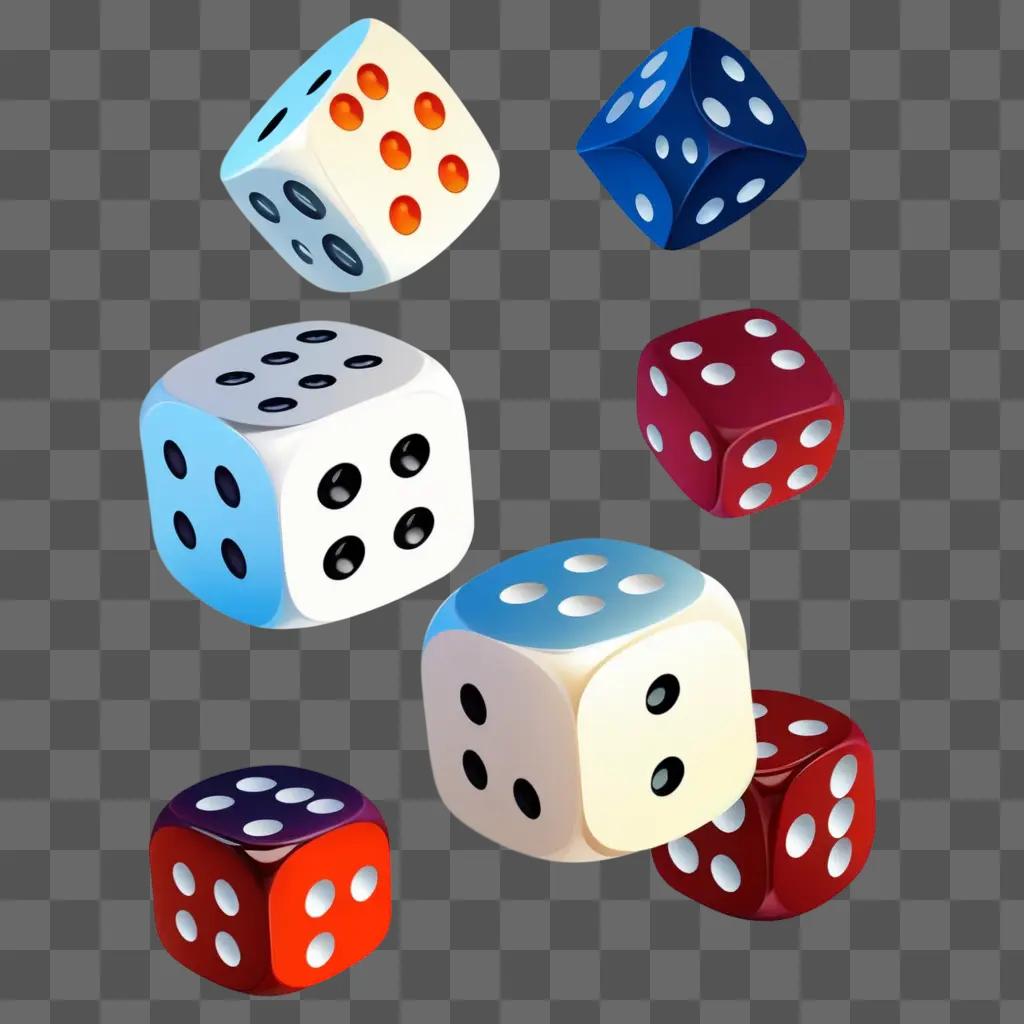 variety of dice are scattered on a light background