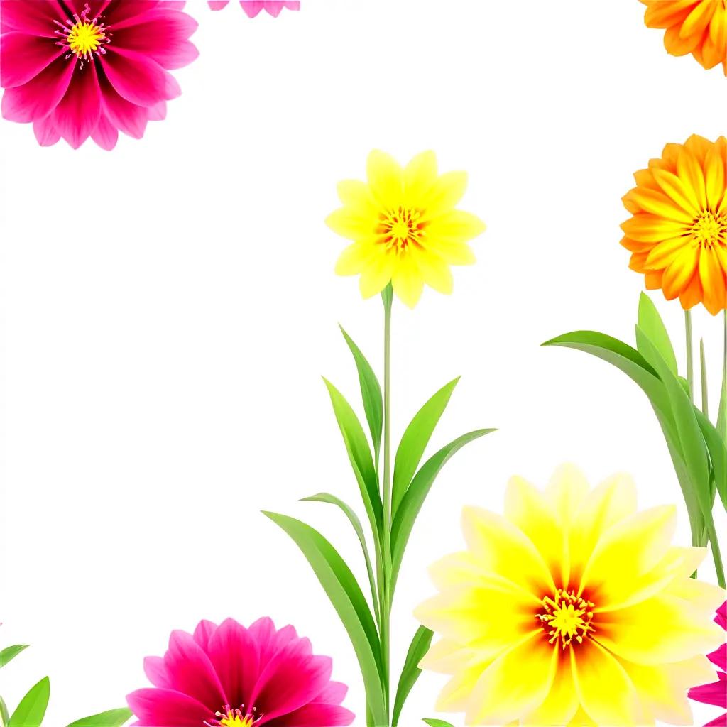 variety of flowers in a white background with a crop