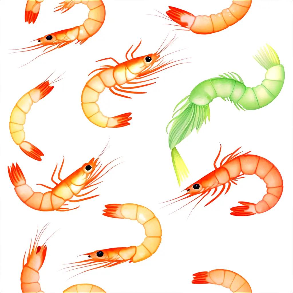 variety of shrimp clipart on a white background