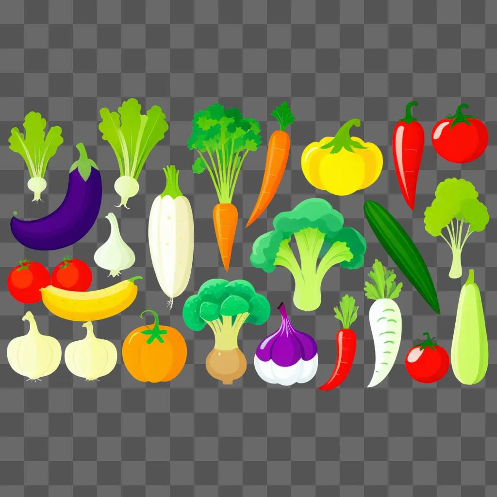 variety of vegetables in a light-up clipart