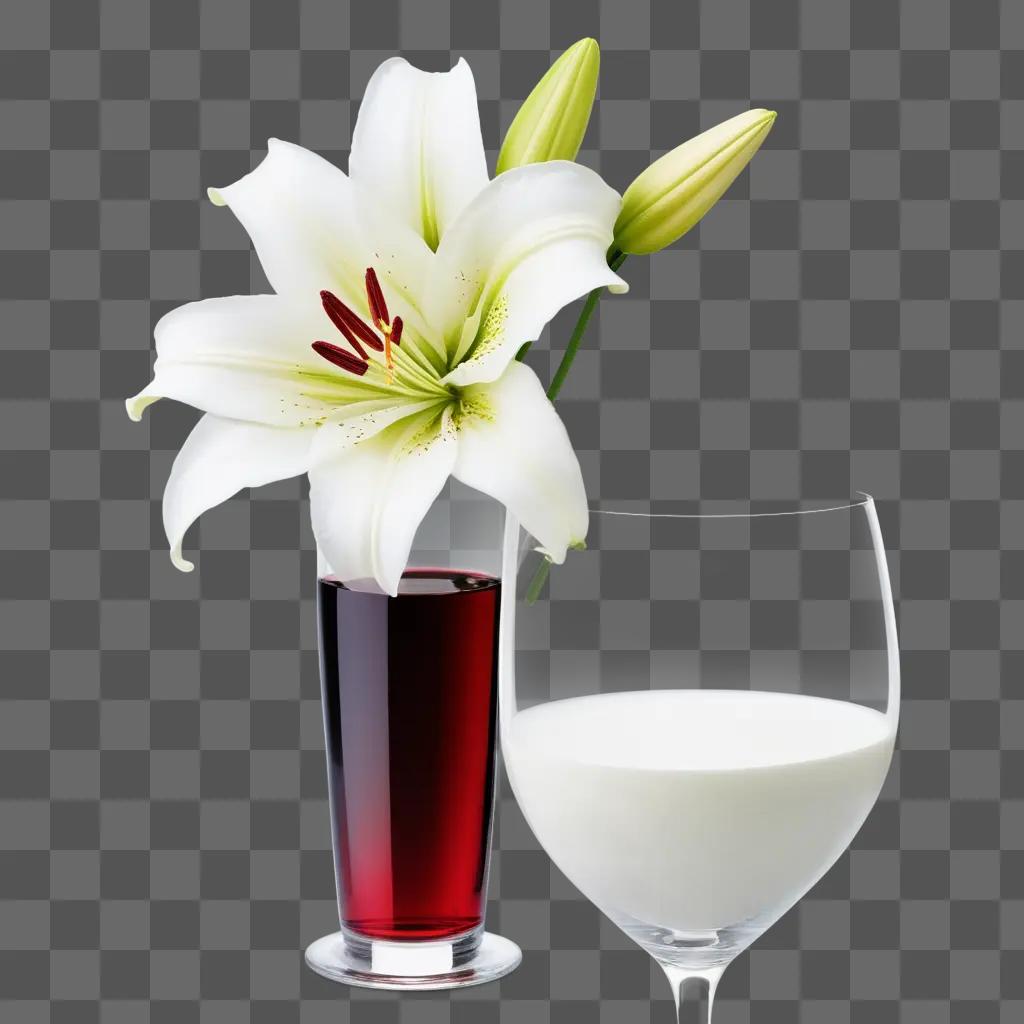 vase of lily with wine and milk