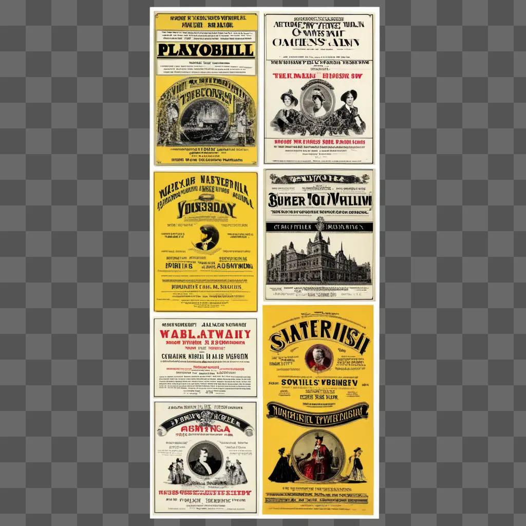 vertisements for various playbill items